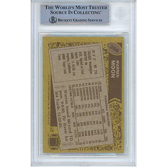 Warren Moon Signed 1986 Topps NFL Football Card Houston Oilers Beckett Autograph - Picture 3 of 5